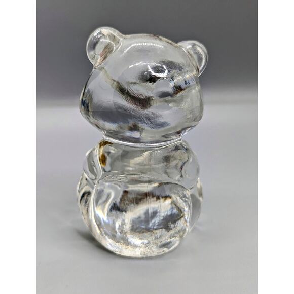 Fenton Art 4in Teddy Bear Crystal Clear Glass Figurine Paperweight Vintage - Picture 4 of 7
